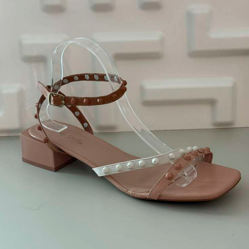 Sandal Nude Salto Médio