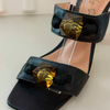Sandal Preta com Salto Escultural