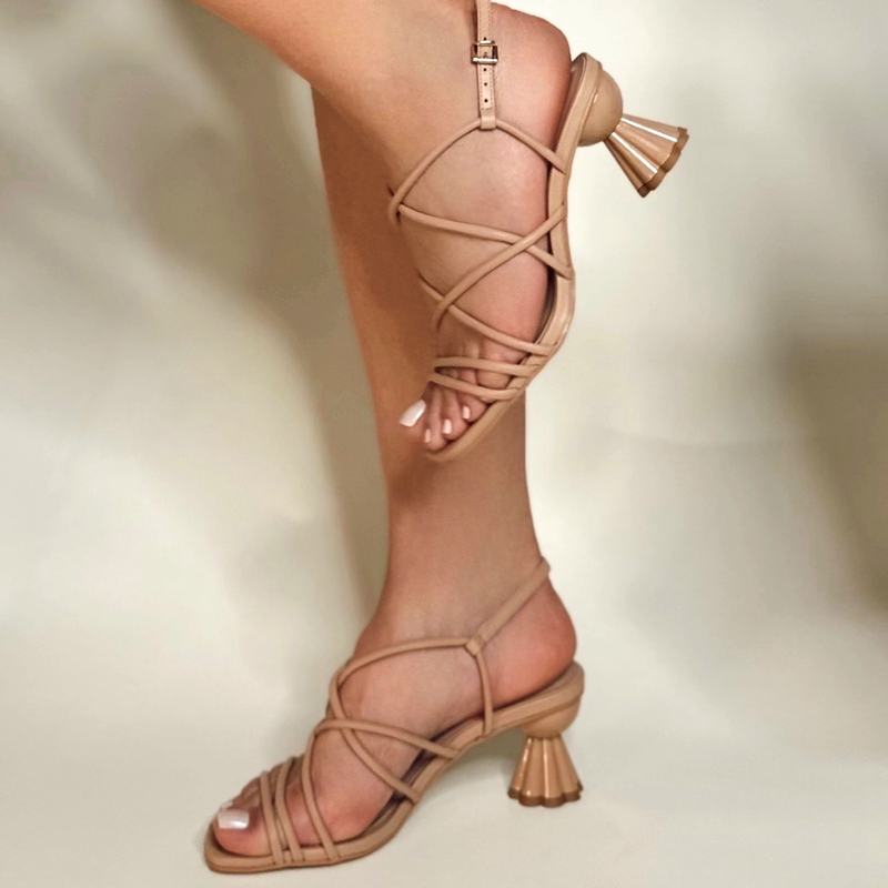 Sandal Nude Salto Escultural