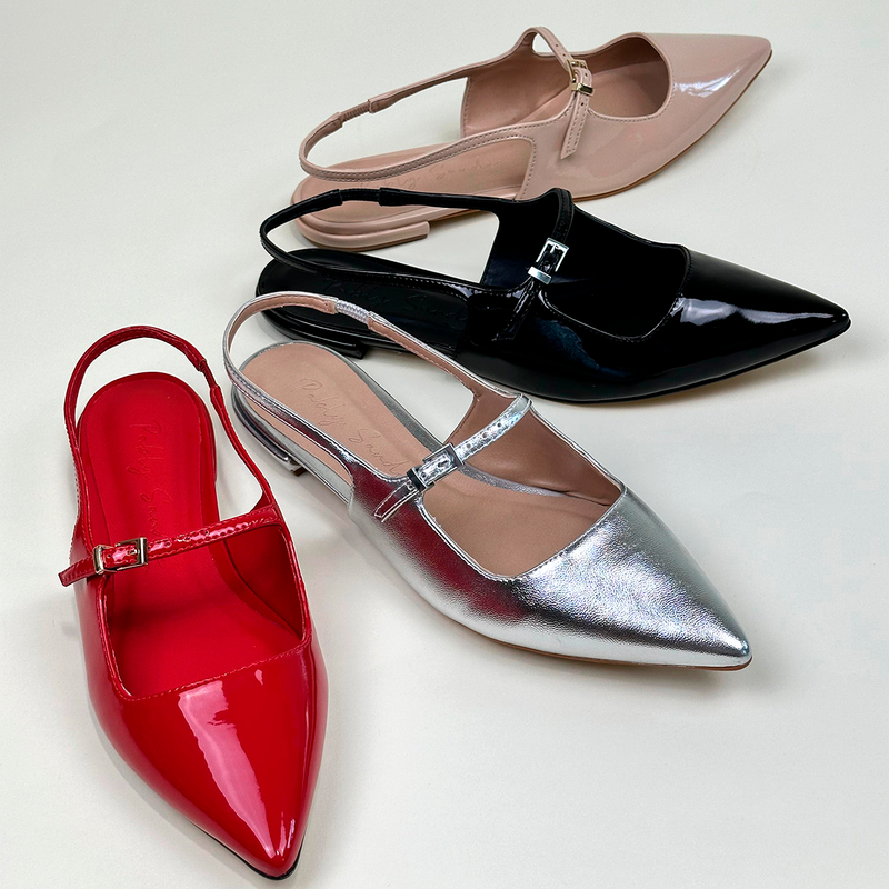 Sapatilha Slingback Silver