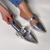 Sapatilha Prata Bico Fino Fivela Silver
